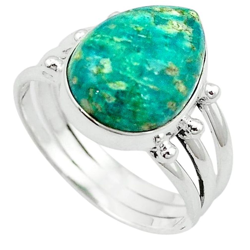 Natural green aventurine (brazil) 925 silver ring jewelry size 10 k67205