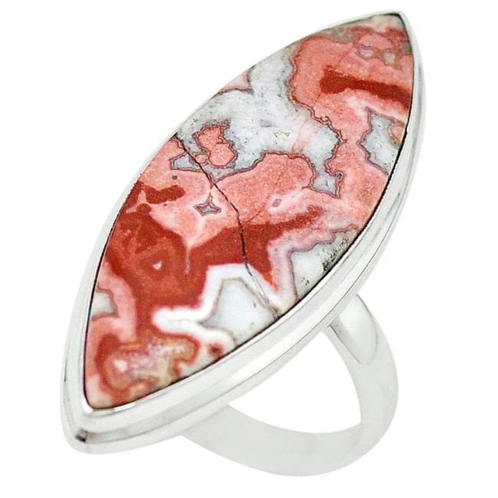 Natural pink rosetta stone jasper 925 sterling silver ring size 9 k68285