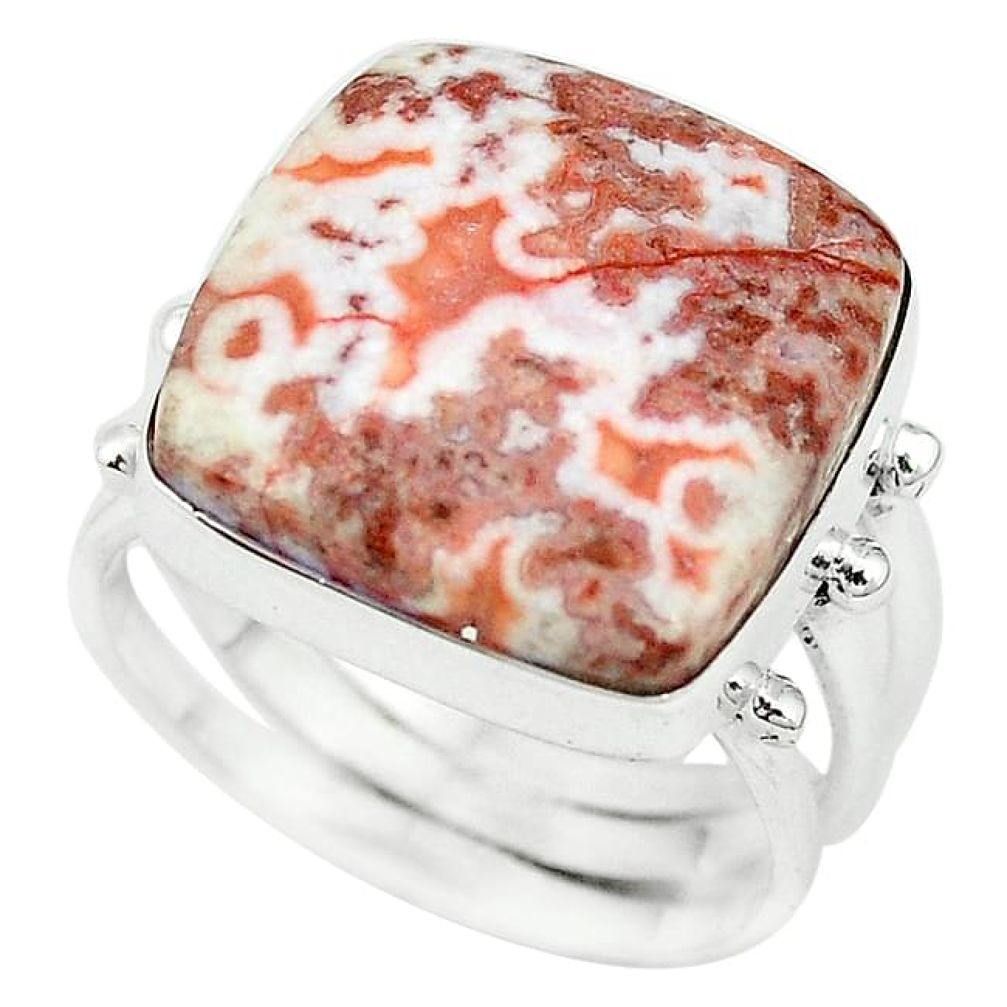 925 sterling silver natural pink rosetta stone jasper ring size 9 k68290