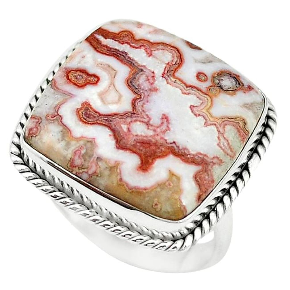Natural pink rosetta stone jasper 925 silver ring jewelry size 7 k68293