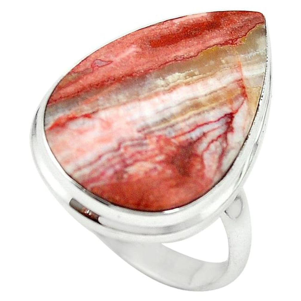 Natural pink rosetta stone jasper 925 sterling silver ring size 10 k68298