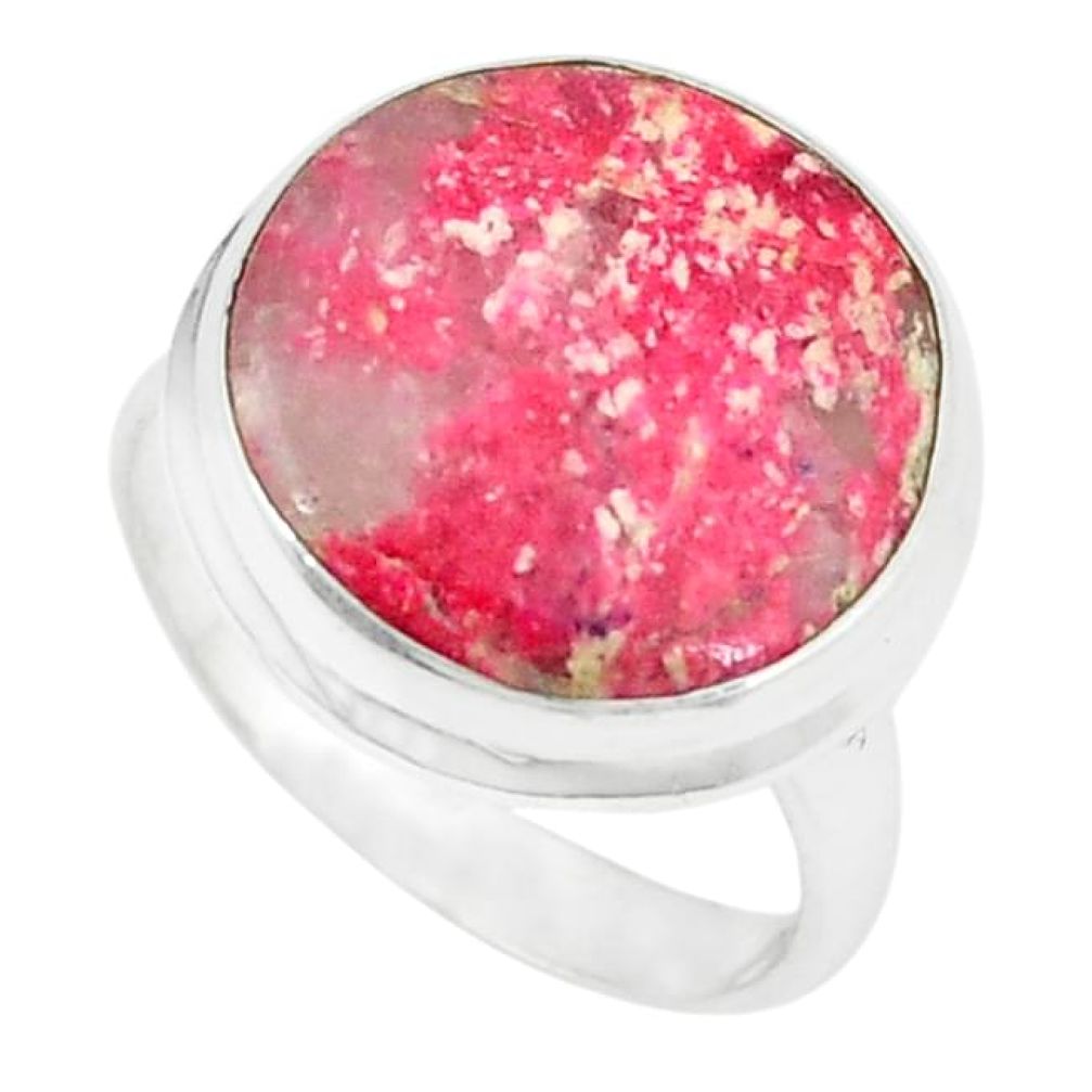 Natural pink thulite (unionite, pink zoisite) 925 silver ring size 9 k69284