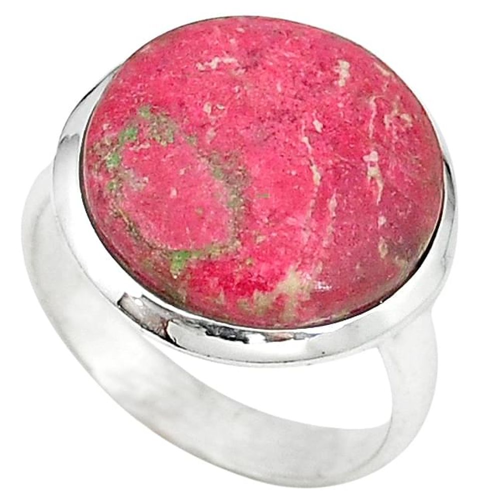 925 silver natural pink thulite (unionite, pink zoisite) ring size 8 k69296