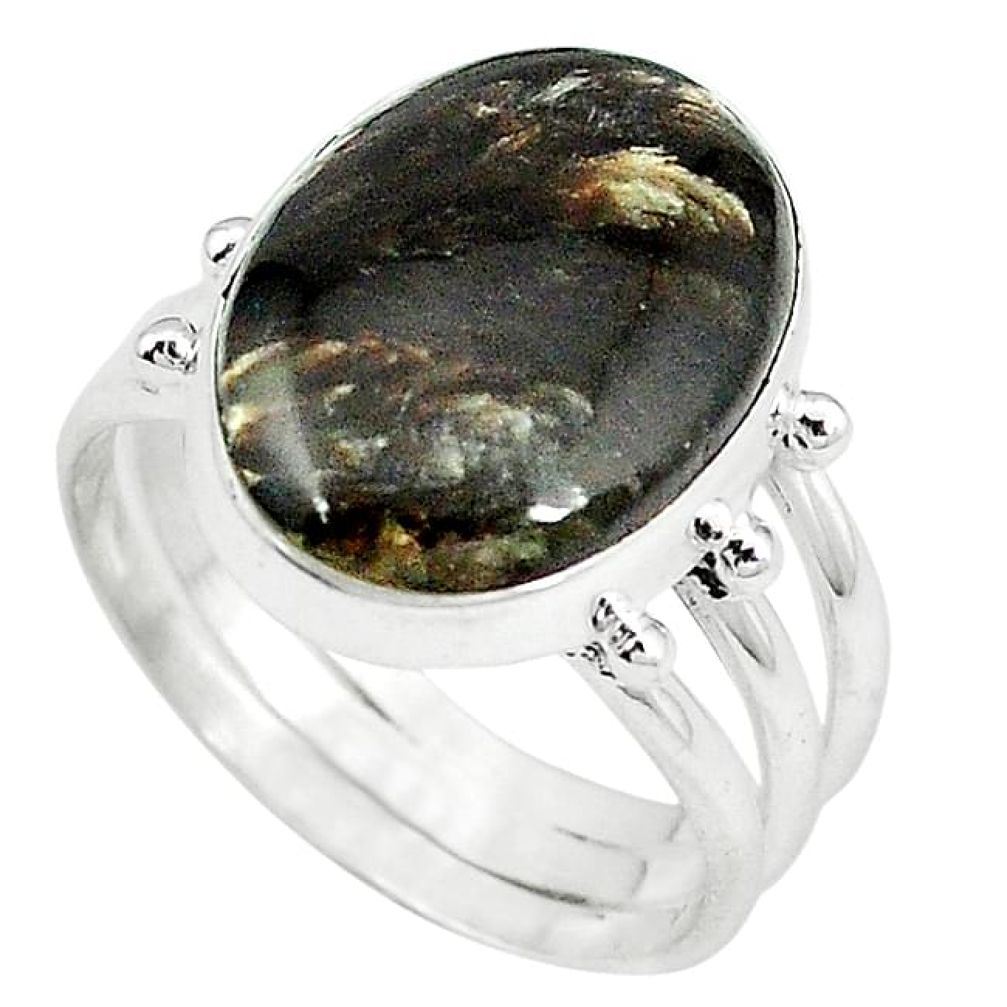 925 silver natural golden seraphinite (russian) ring jewelry size 9.5 k69298