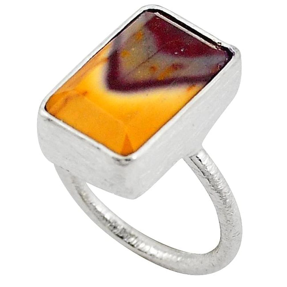 Natural brown mookaite octagon 925 sterling silver ring jewelry size 7.5 k6947