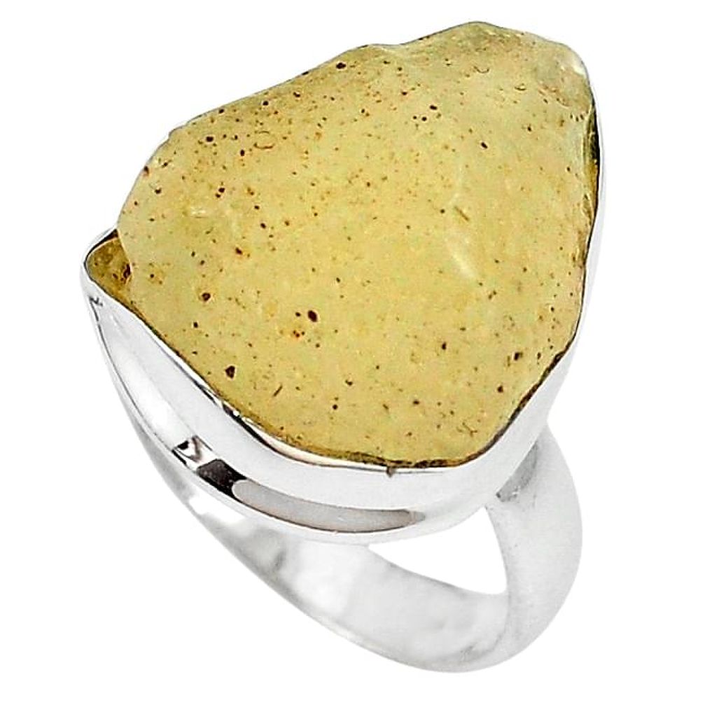 925 silver natural libyan desert glass (gold tektite) fancy ring size 7.5 k71925