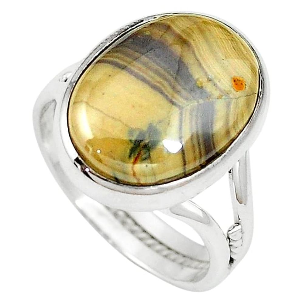 925 sterling silver natural yellow schalenblende polen ring size 5 k72029