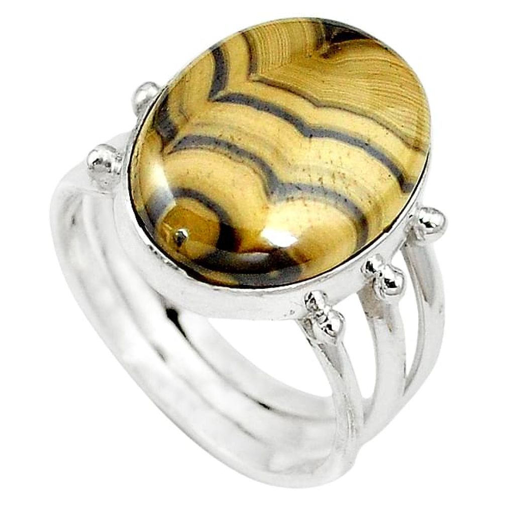 925 sterling silver natural yellow schalenblende polen ring size 9 k72039