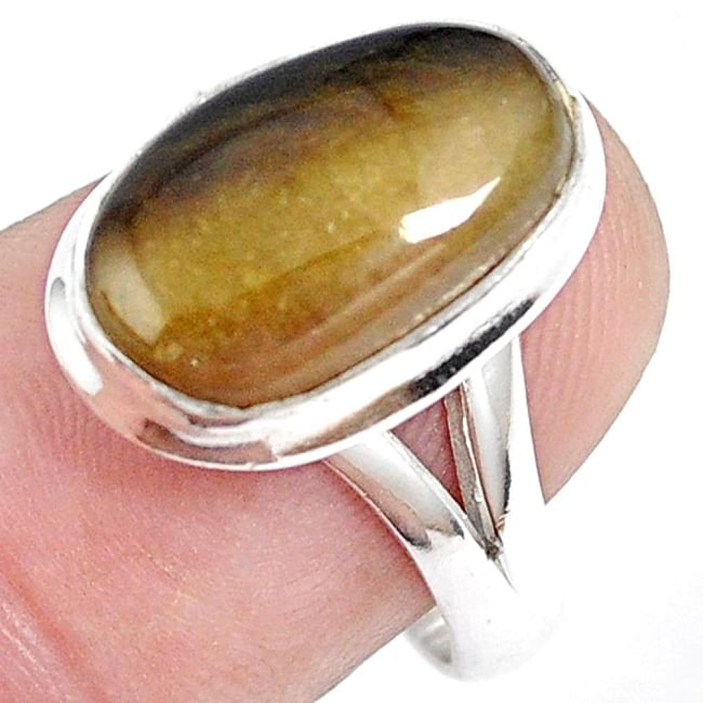 Clearance-Natural yellow opal 925 sterling silver ring jewelry size 8 k72479