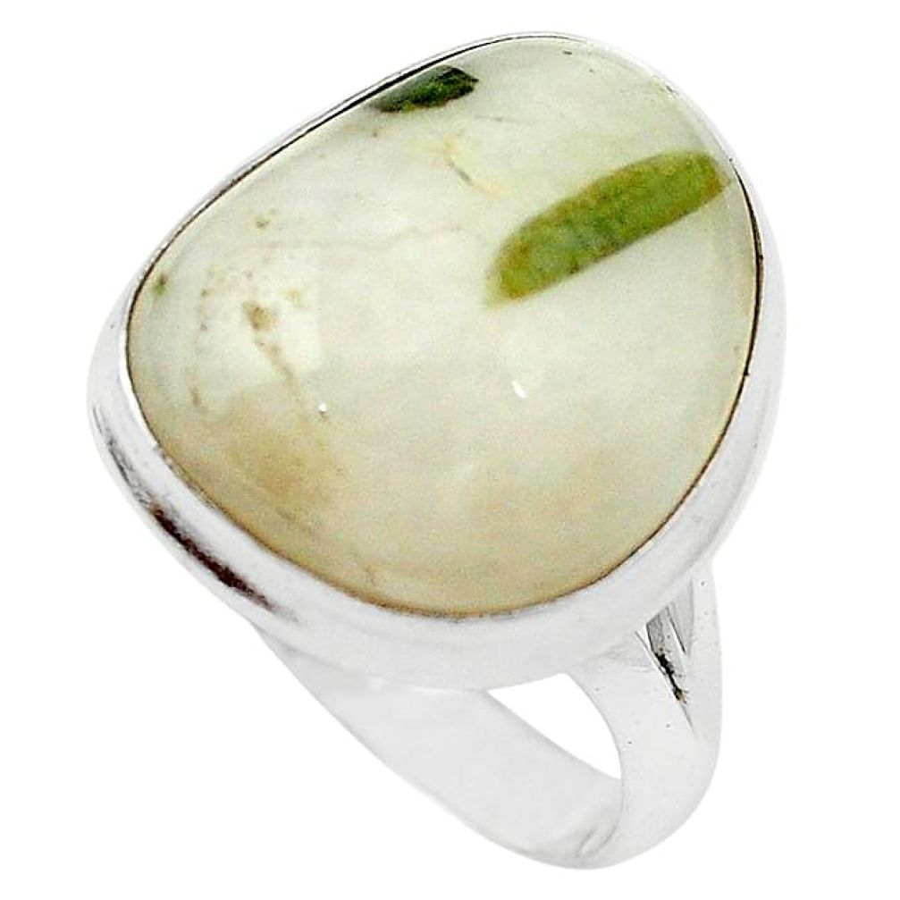 925 silver natural green tourmaline in quartz ring jewelry size 10 k72560