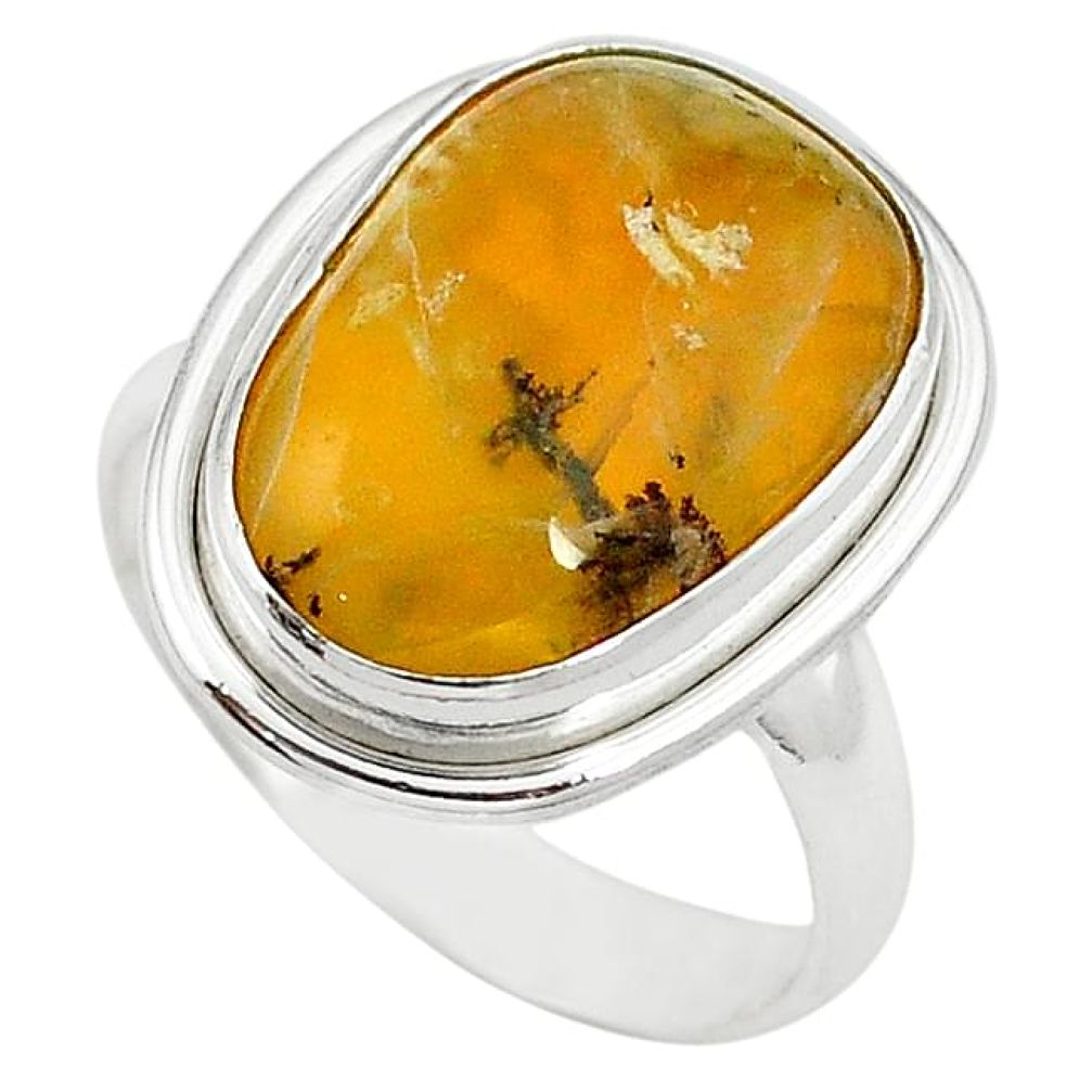 Natural yellow opal fancy 925 sterling silver ring jewelry size 9 k72581