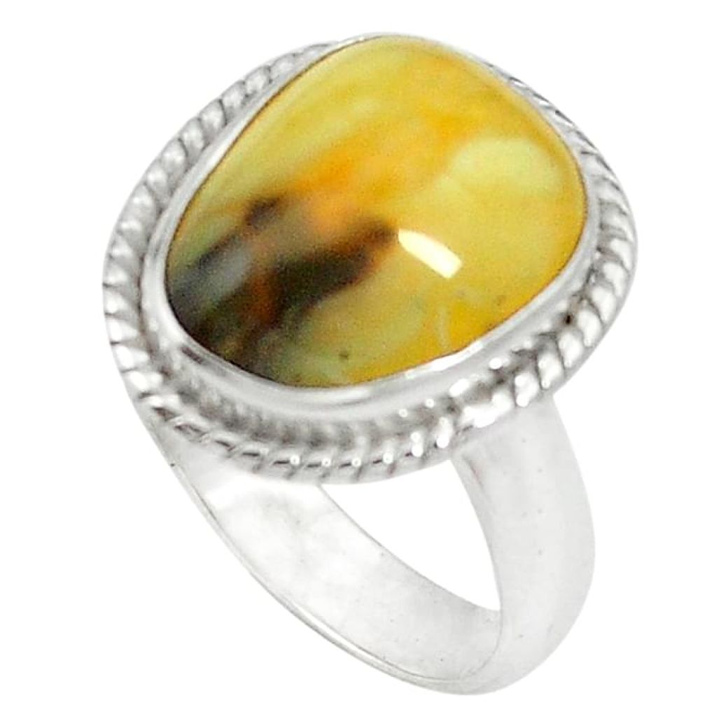 Natural yellow opal fancy 925 sterling silver ring jewelry size 7 k72585