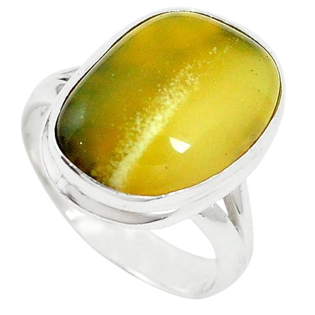 Natural yellow opal 925 sterling silver ring jewelry size 8.5 k72589