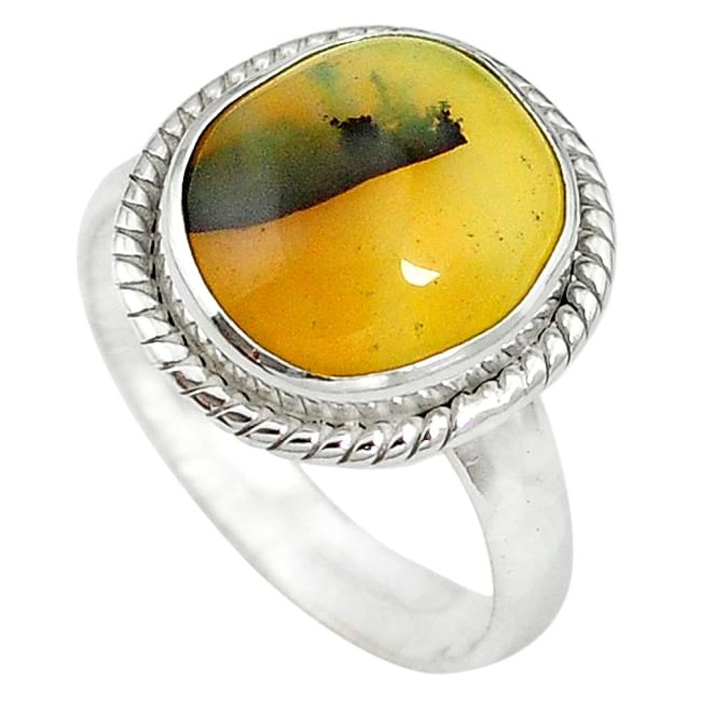 Natural yellow opal 925 sterling silver ring jewelry size 8.5 k72598