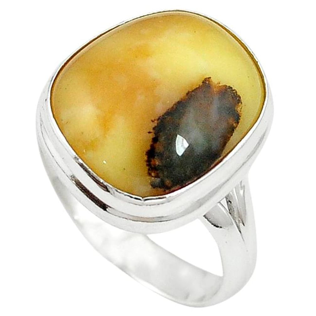 Natural yellow opal fancy 925 sterling silver ring jewelry size 9 k72601