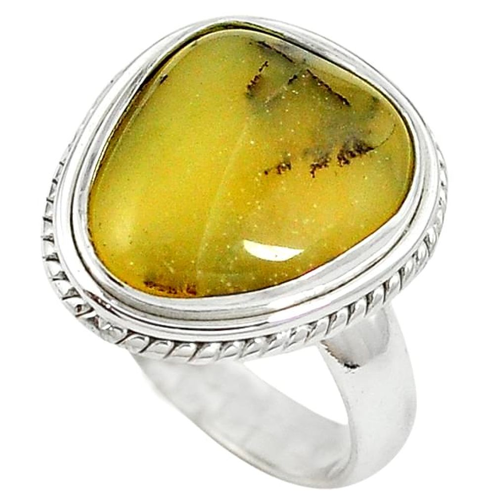 Natural yellow opal fancy 925 sterling silver ring jewelry size 8 k72607