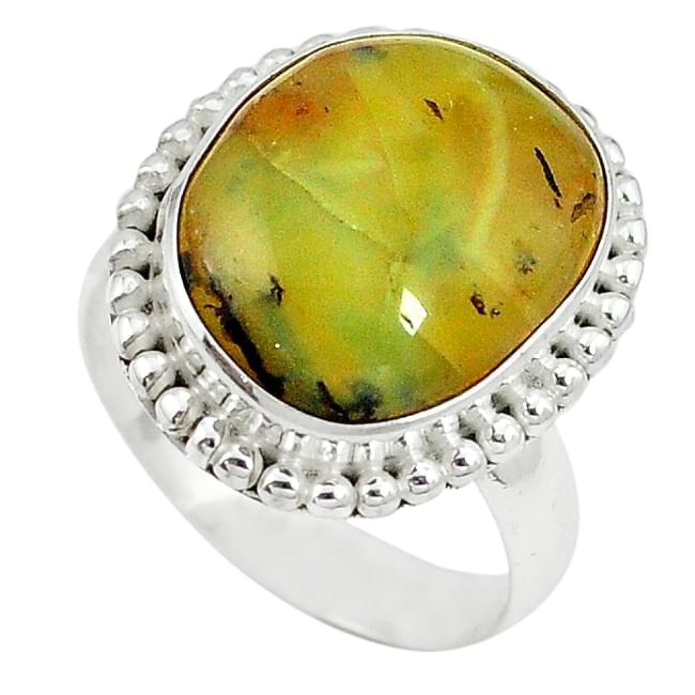 Natural yellow opal fancy 925 sterling silver ring jewelry size 9 k72609