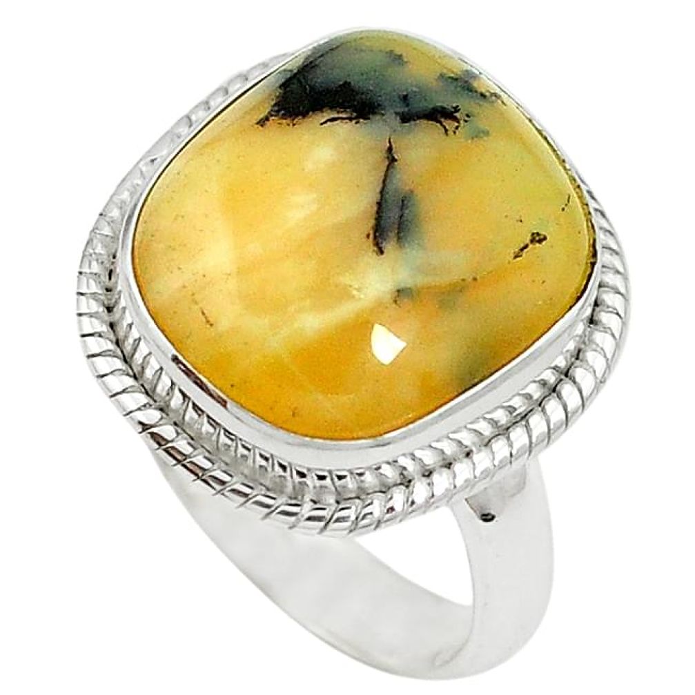 Natural yellow opal 925 sterling silver ring jewelry size 8 k72613