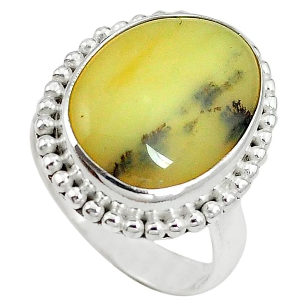 Natural yellow opal fancy 925 sterling silver ring jewelry size 9 k72617
