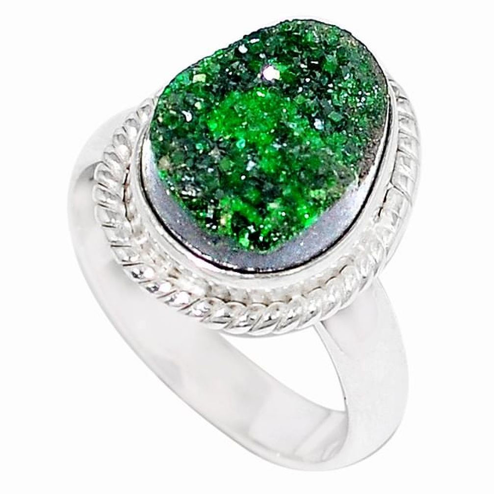 925 sterling silver natural green uvarovite garnet ring jewelry size 7 k72643