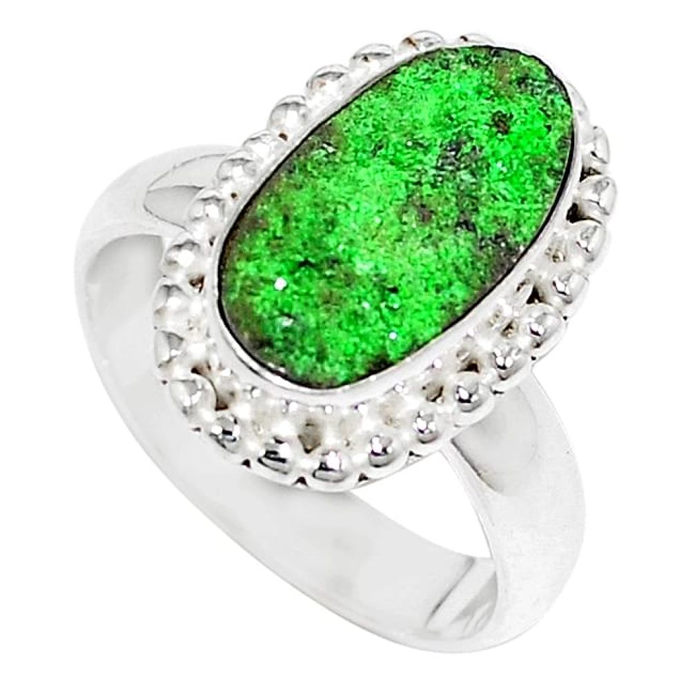 Natural green uvarovite garnet 925 sterling silver ring size 7 k72650