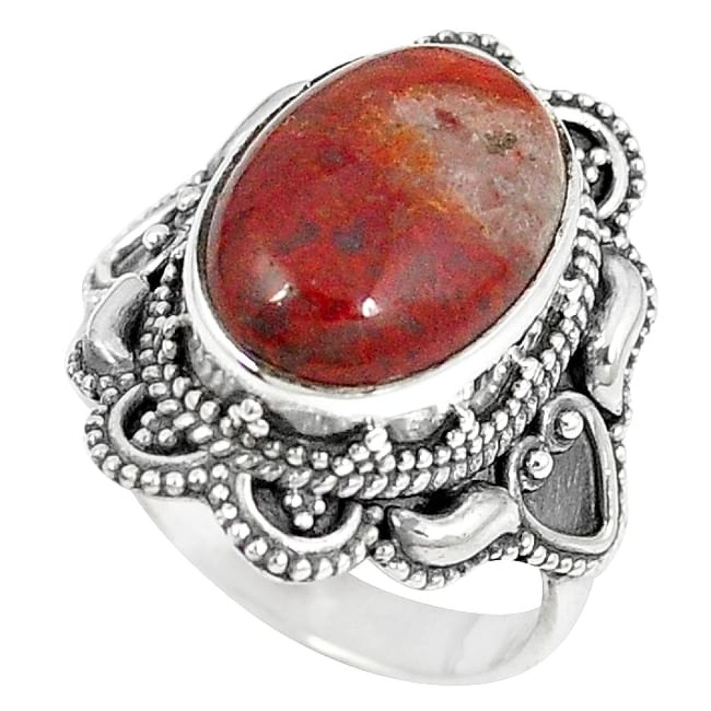 Clearance-Natural multi color mexican laguna lace agate 925 silver ring size 7 k73734