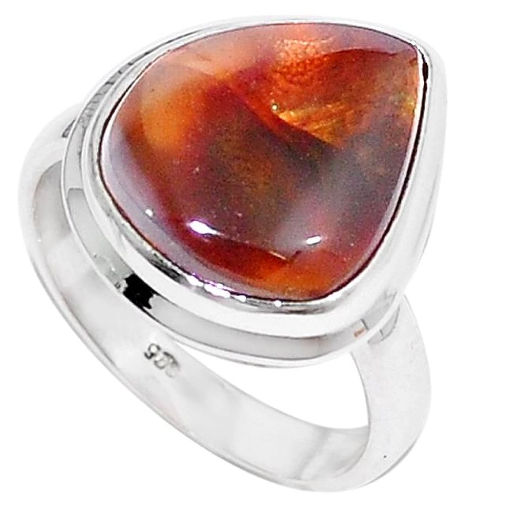 Natural multi color mexican fire agate 925 sterling silver ring size 8 k74347