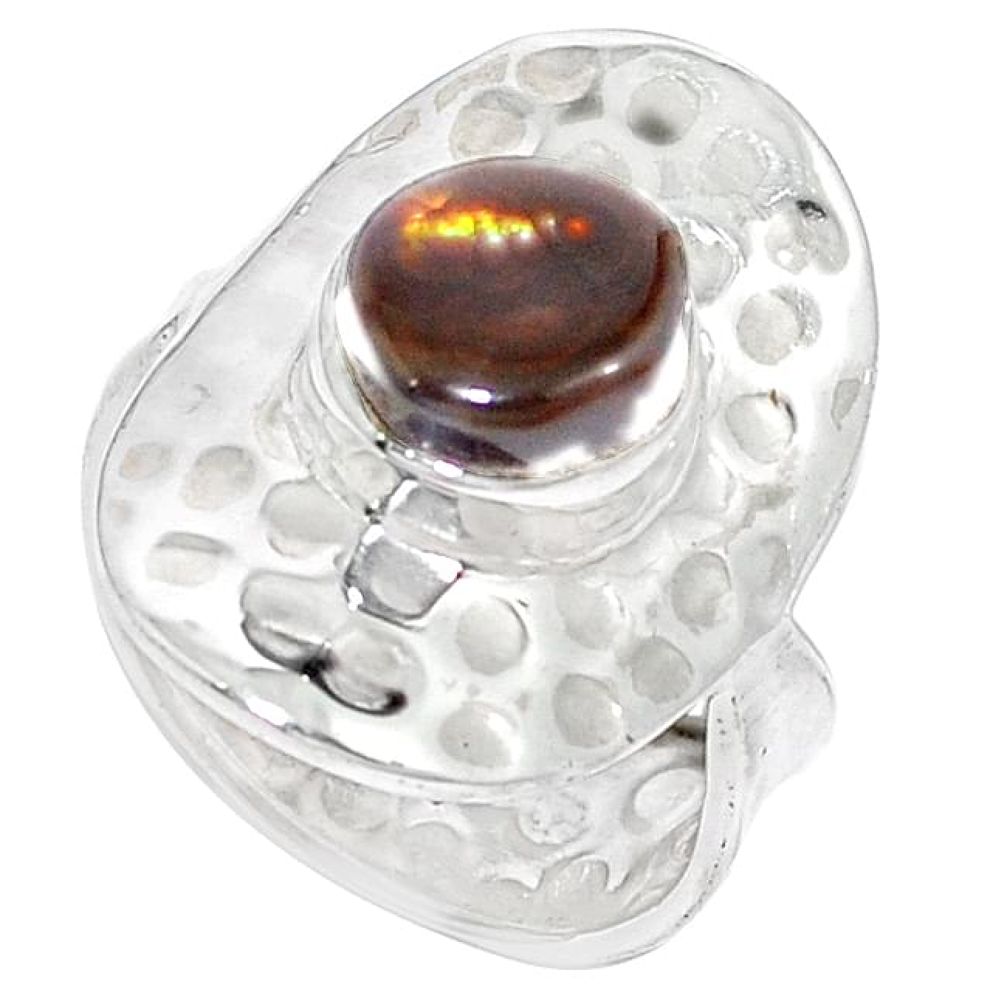 925 silver natural multi color mexican fire agate ring jewelry size 10 k74408