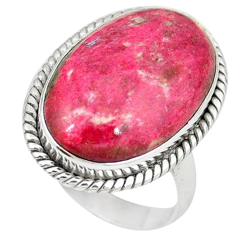 925 silver natural pink thulite (unionite, pink zoisite) ring size 9.5 k75044