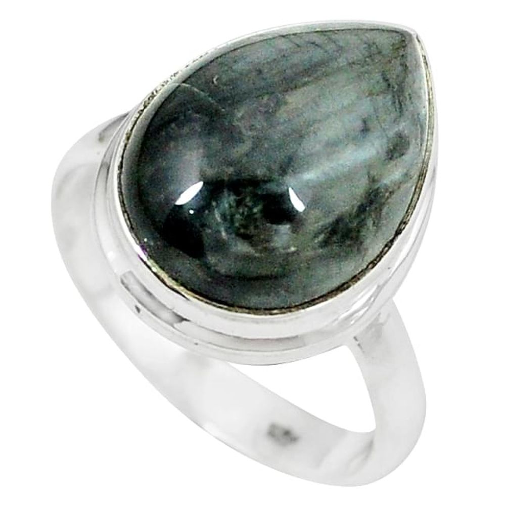 925 sterling silver natural black vivianite ring jewelry size 9 k77904