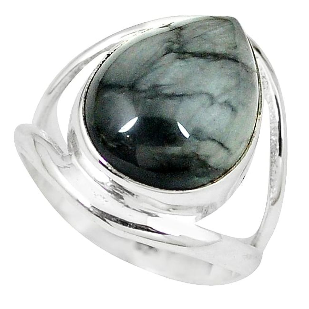 Natural black vivianite 925 sterling silver ring jewelry size 7 k77907