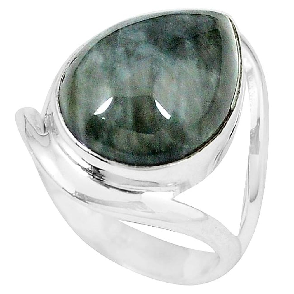 Natural black vivianite 925 sterling silver ring jewelry size 7 k77912