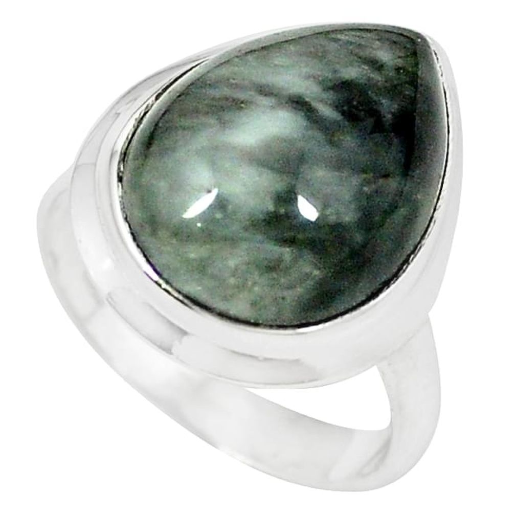 Natural black vivianite 925 sterling silver ring jewelry size 7.5 k77913