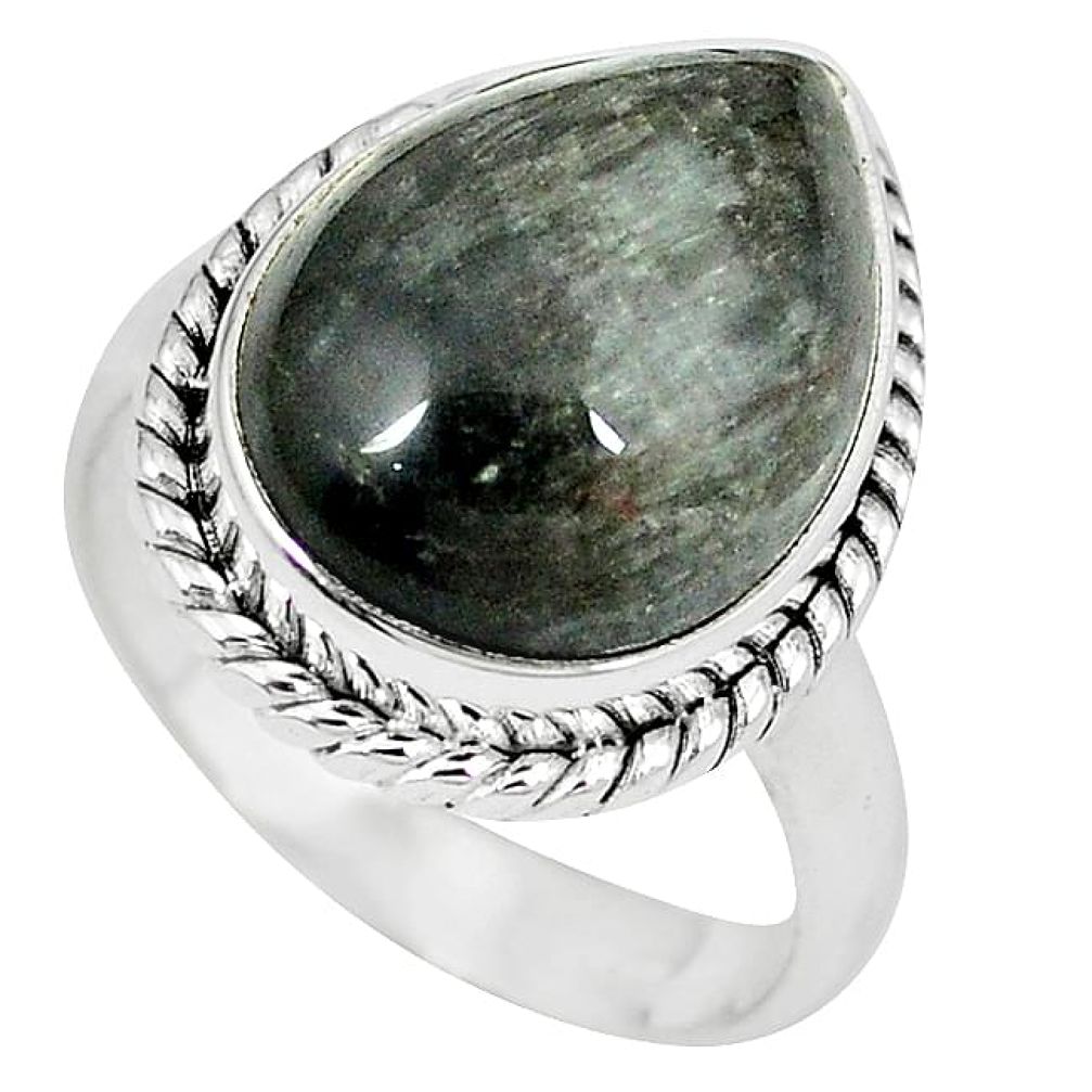 Natural black vivianite 925 sterling silver ring jewelry size 8.5 k77920