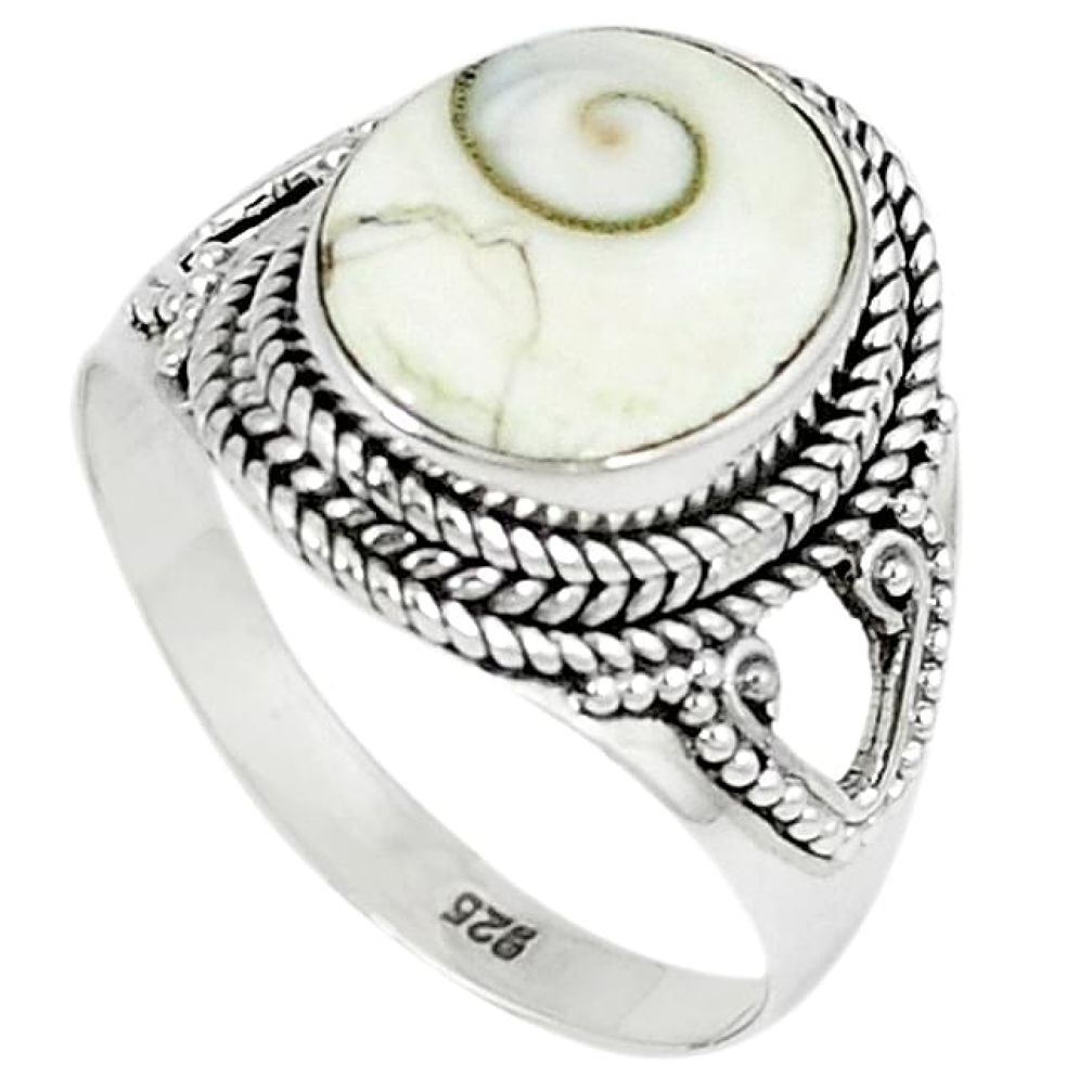 925 sterling silver natural white shiva eye ring jewelry size 9.5 k78409