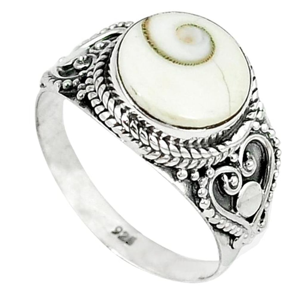 Natural white shiva eye 925 sterling silver ring jewelry size 9 k78422