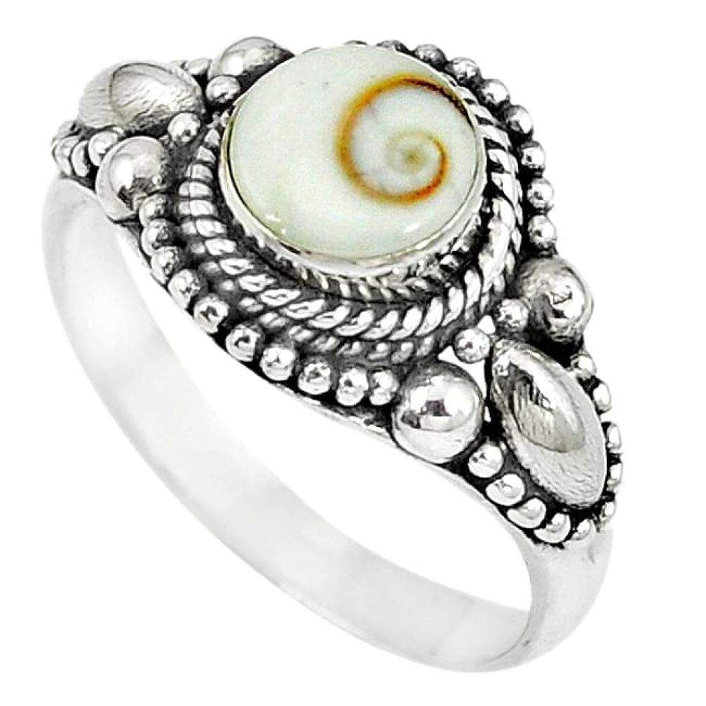 Natural white shiva eye 925 sterling silver ring jewelry size 8.5 k78578