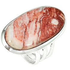 Natural brown rosetta stone jasper 925 silver ring jewelry size 5 k78659