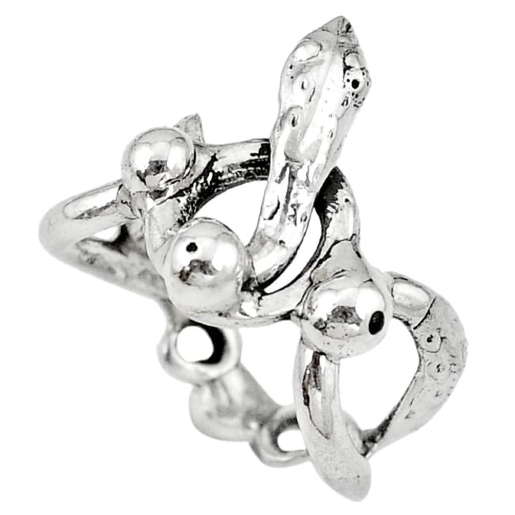 Clearance-Indonesian bali style solid 925 sterling silver snake ring size 7.5 k78896