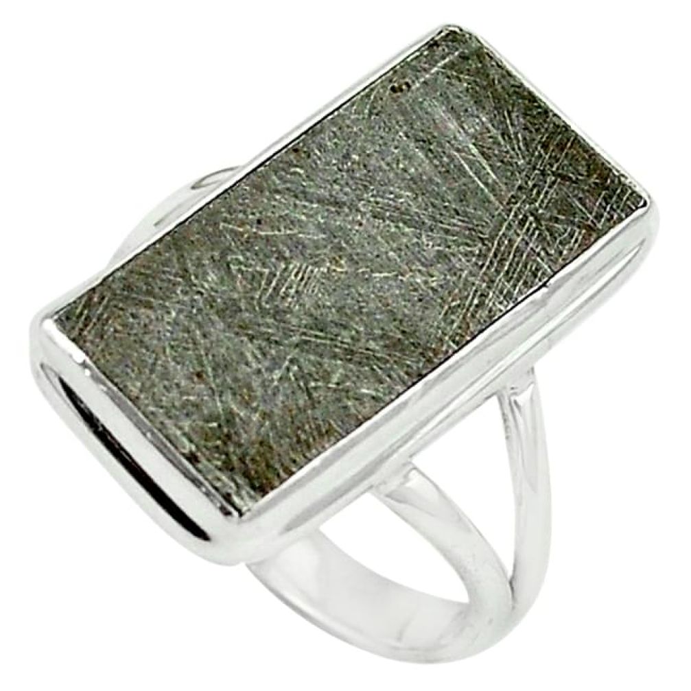 Natural grey meteorite 925 sterling silver ring jewelry size 9 k80223