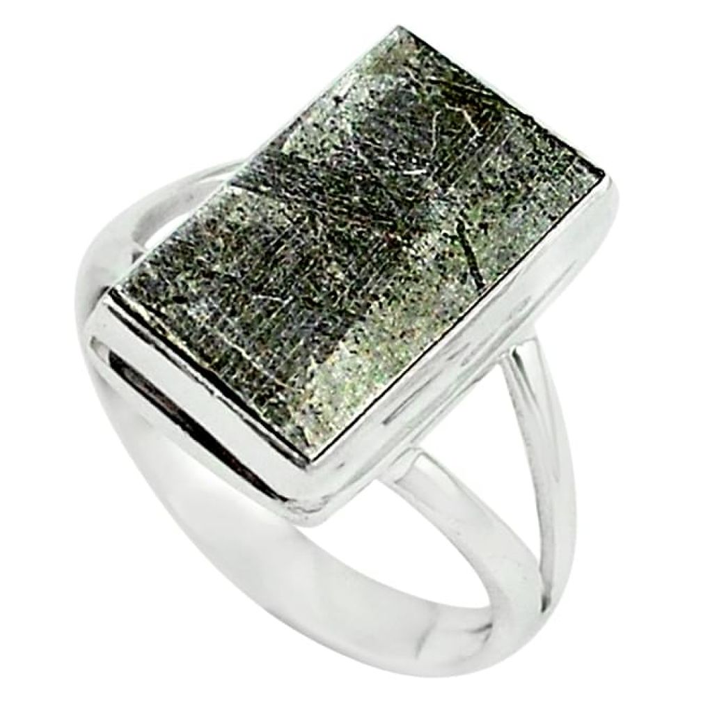 Natural grey meteorite 925 sterling silver ring jewelry size 7 k80226