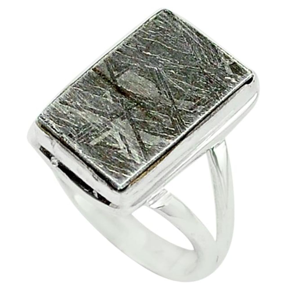 Natural grey meteorite 925 sterling silver ring jewelry size 6 k80228