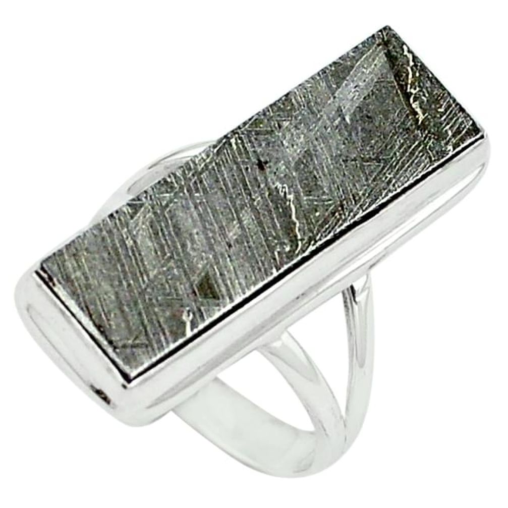 925 sterling silver natural grey meteorite ring jewelry size 6 k80229