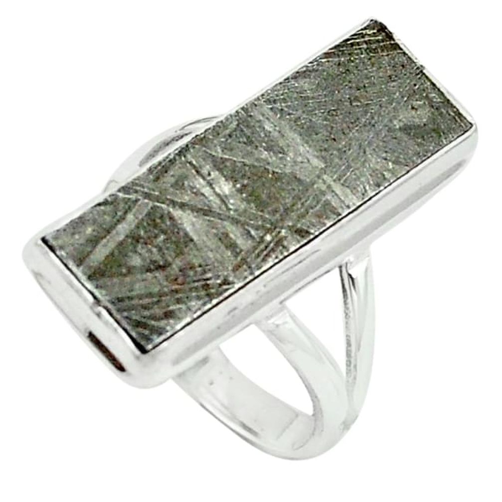 Natural grey meteorite 925 sterling silver ring jewelry size 6 k80230