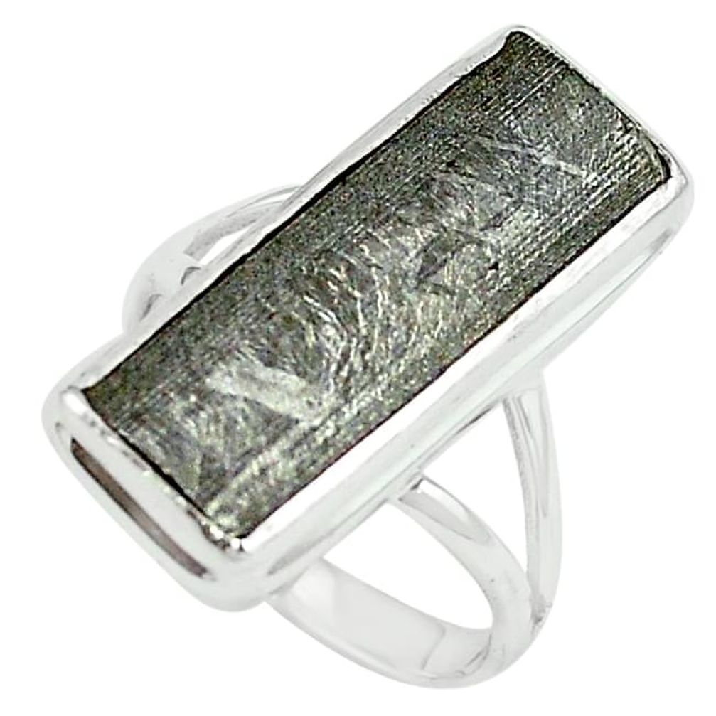 Natural grey meteorite 925 sterling silver ring jewelry size 10 k80231