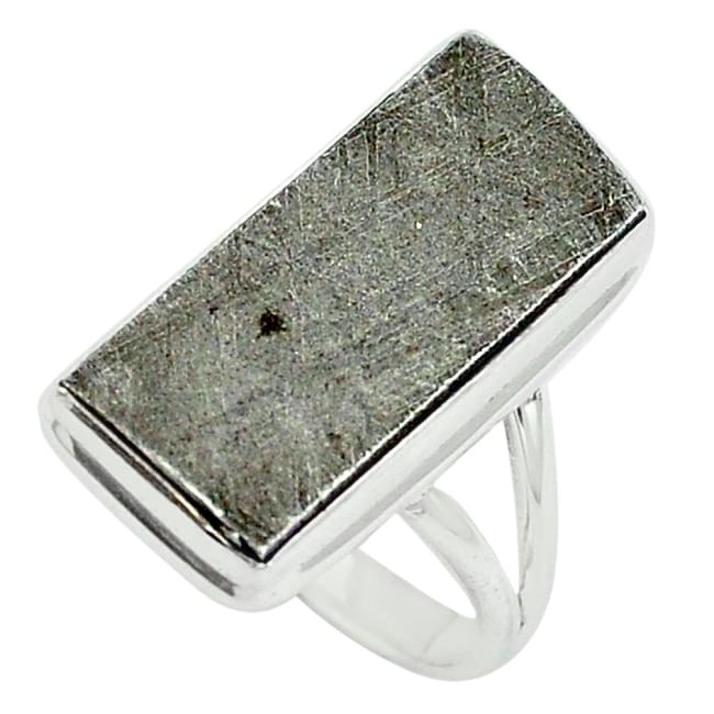 Natural grey meteorite 925 sterling silver ring jewelry size 7 k80232