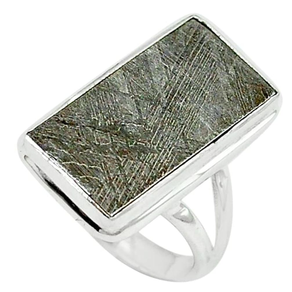 Natural grey meteorite 925 sterling silver ring jewelry size 6 k80233