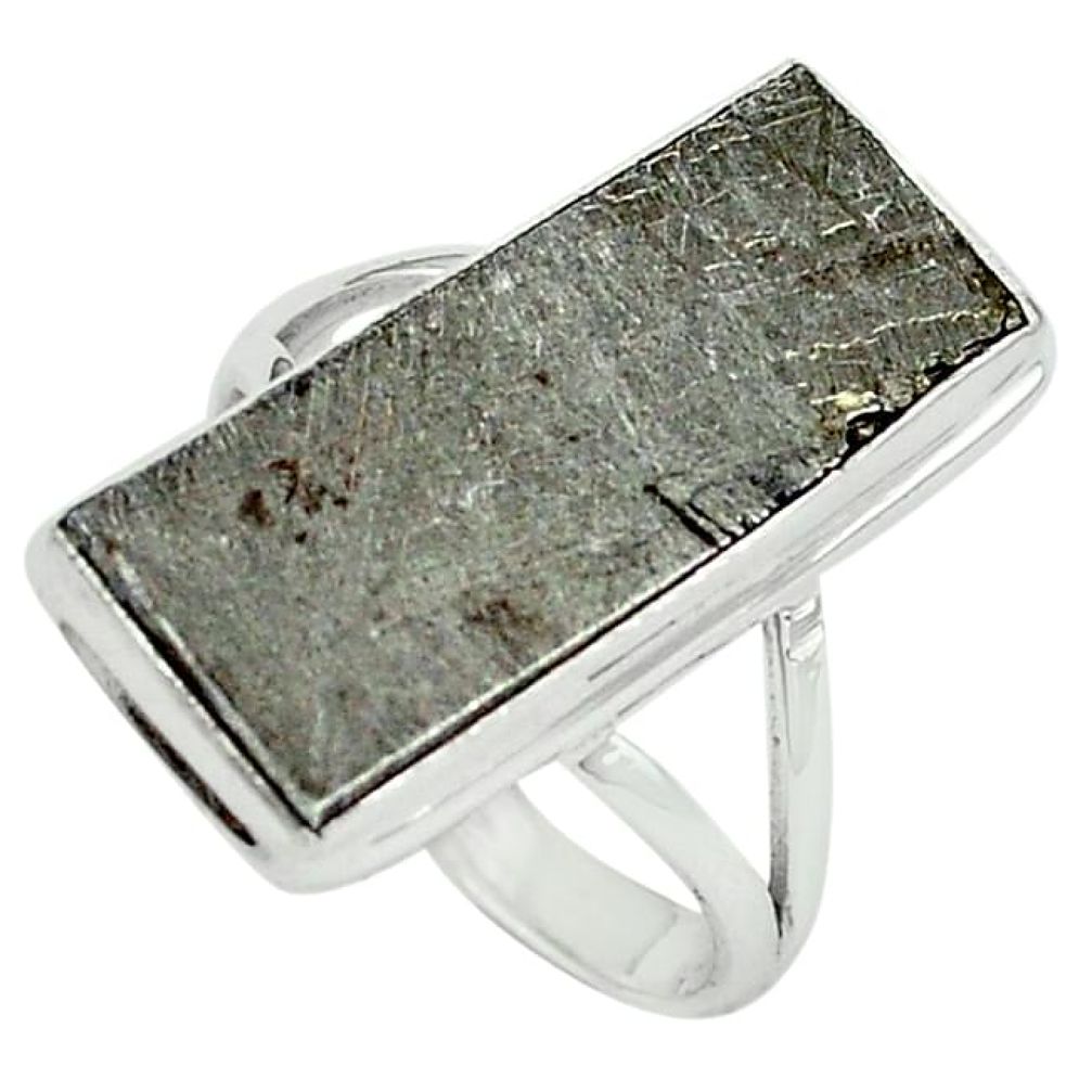 925 sterling silver natural grey meteorite ring jewelry size 9 k80239