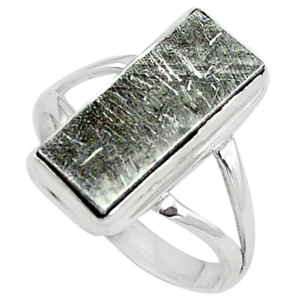 Natural grey meteorite 925 sterling silver ring jewelry size 8.5 k80240