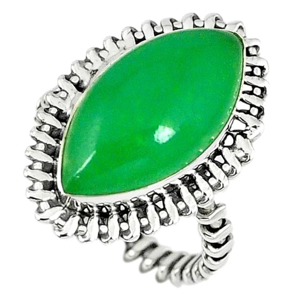 Green jade marquise 925 sterling silver ring jewelry size 9 k80321